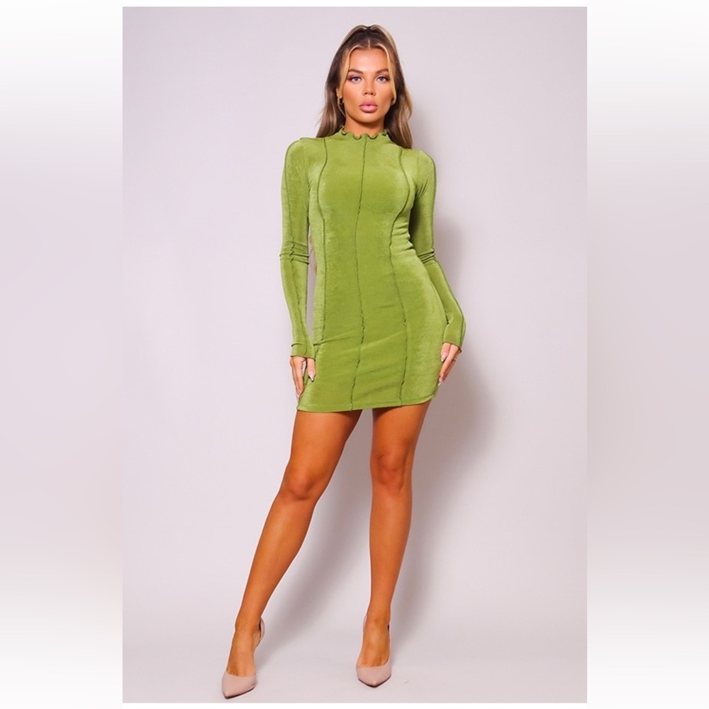 NEW WOMENS SHANEL SLINKY MINI DRESS PISTACHIO